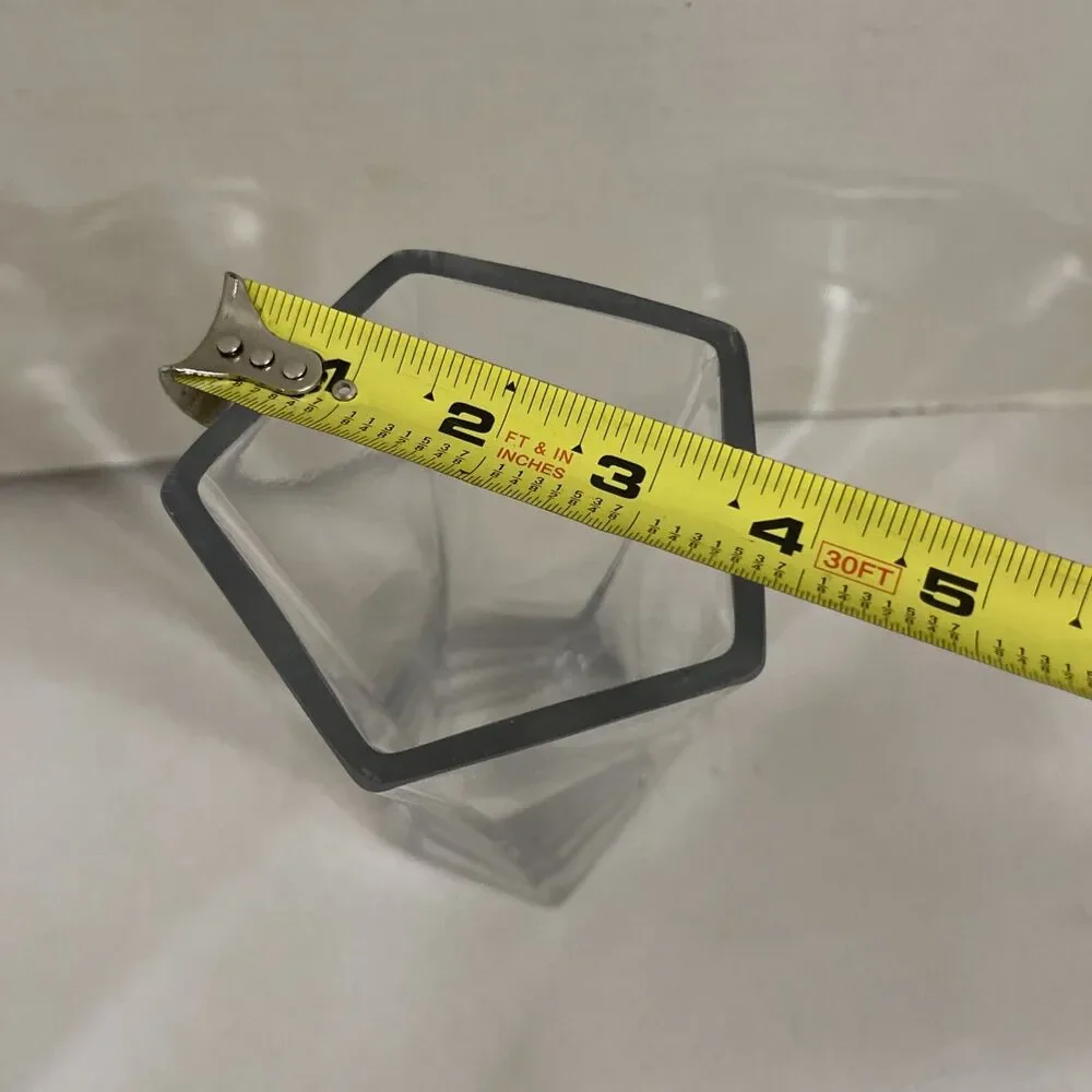 Vintage Glass Vase Twisted Hexagon Flare Top 9.25 In Heavy Glass Clear Elegant A